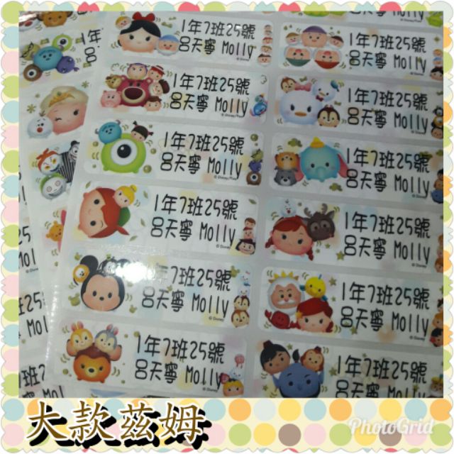 《大尺寸 滋姆TSUM TSUM -CJ款》迪士尼系列正版授權姓名貼